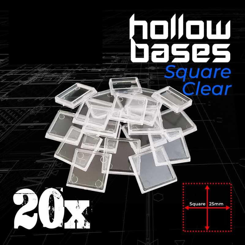 Green Stuff World Plastic CLEAR Square Hollow Base 25mm